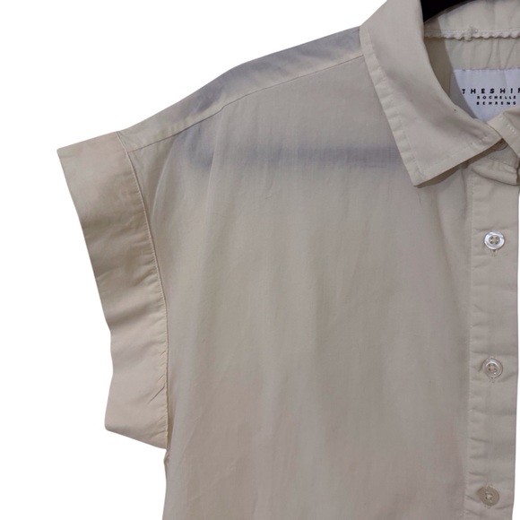 The Shirt Rochelle Behrens Size Large Cream Cotton Button Up Boxy Blouse Top - Picture 2 of 6